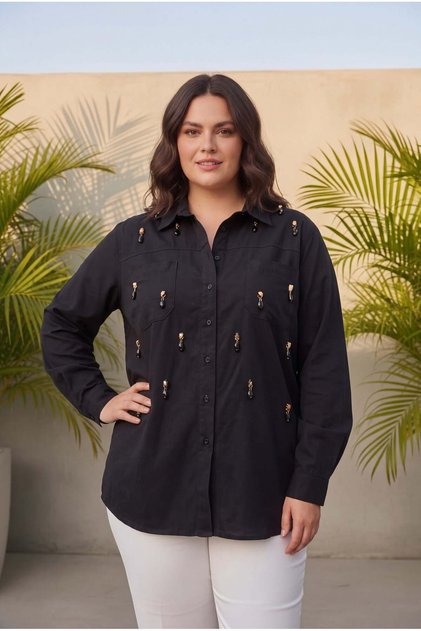 Large Size Shirt with Pendulum Accessories Black