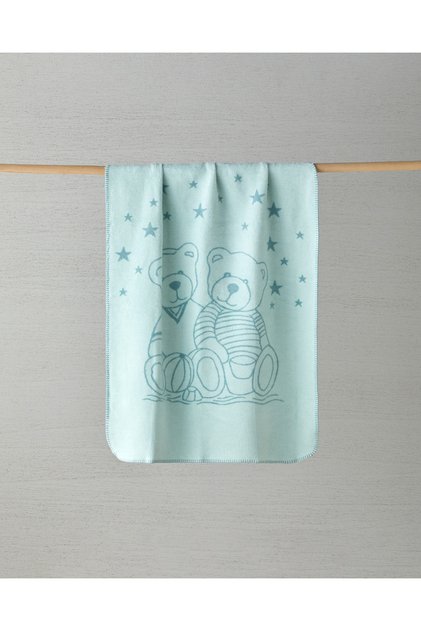 Glowing Bears Cotton Baby Blanket 100X120 cm Seledon