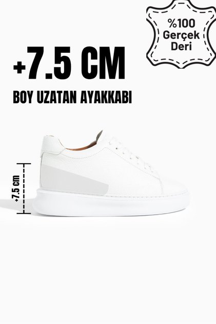 Hidden Heel High Sole +7.5 cm Height Increase Genuine Leather Men's Shoes | Hidden Heel Shoes
