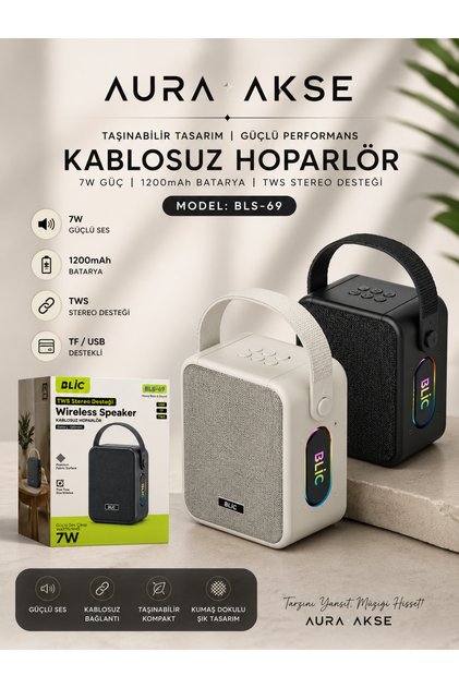 WİRELESS SPEAKER KABLOSUZ HOPARLÖR 7W ÇOKLU CİHAZ UYUMU