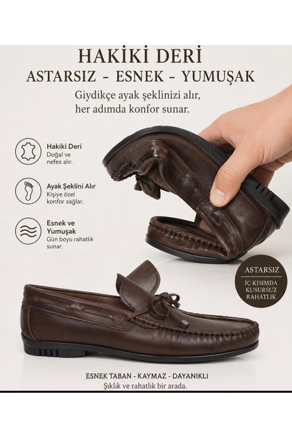 Hakiki Deri Rahat Taban Erkek Günlük Klasik Loafer Ayakkabı