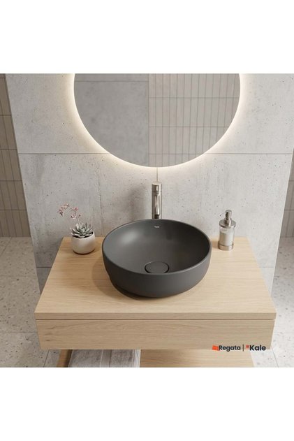 Zero 2.0 40 Cm Mat Antrasit Gri Yuvarlak Çanak Lavabo