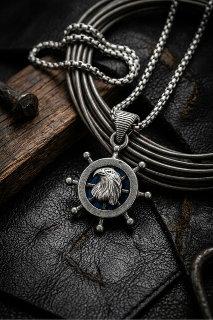 Eagle Helm Handcrafted Stainless Steel Chain Men's Necklace