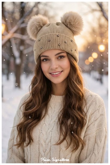 Winter Beanie with Pom Pom for Women and Teens