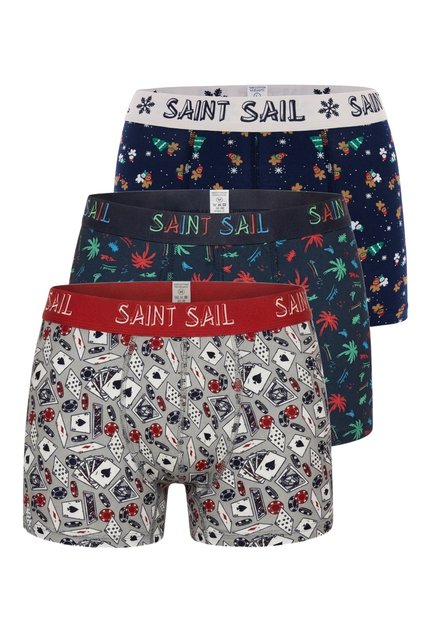 Cotton Lycra Flexible Fabric Printed Colorful Patterned Set of 3 Men's Boxers