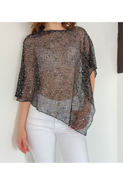 PULLU ASİMETRİK KESİM BLUZ