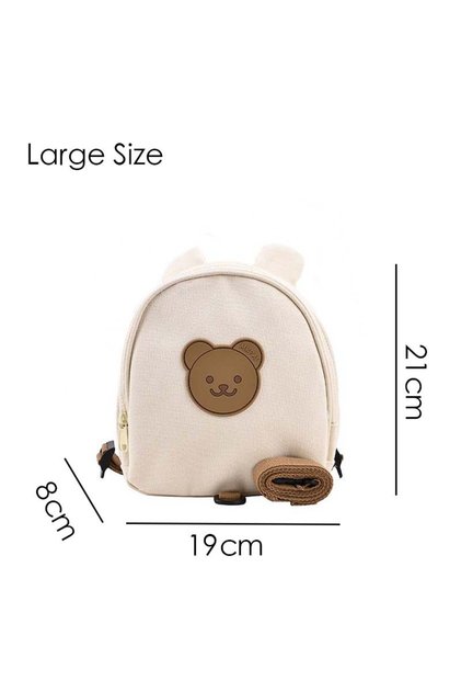 Brown L Canvas Baby Backpacks Kindergarten School Bag Bear Bunny Korean Anti-lost Kids Bags for Girl