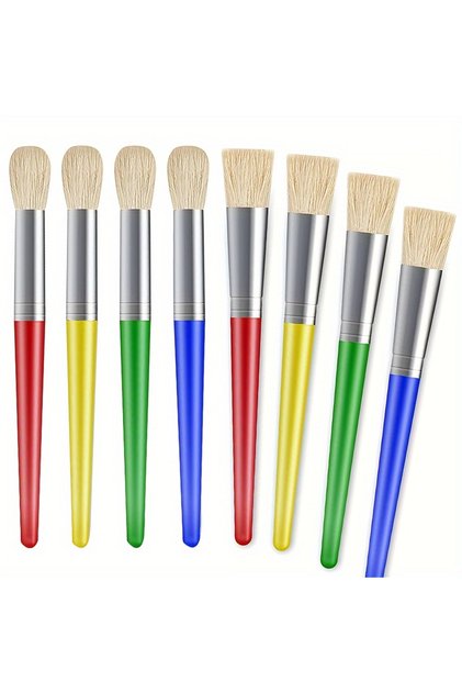 Paint Brushes for Kids, 8 Pcs Big Washable Chubby Toddler Paint Brushes, Easy to Clean & Grip Round