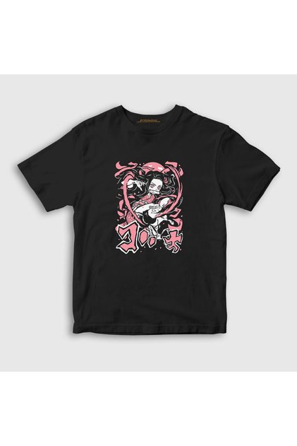 Unisex Kids Black Fight Nezuko Kamado Anime Demon Slayer Kimetsu No Yaiba T-shirt308028tt