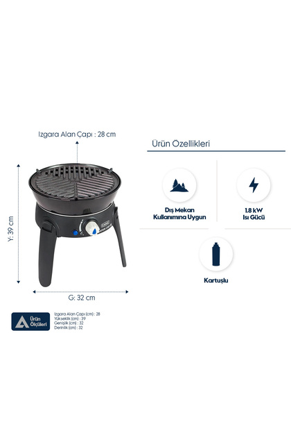 Cadac Safari Chef 30 HP Kartuşlu Barbekü ve Mangal - Kompakt, Taşınabilir Kamp Modeli