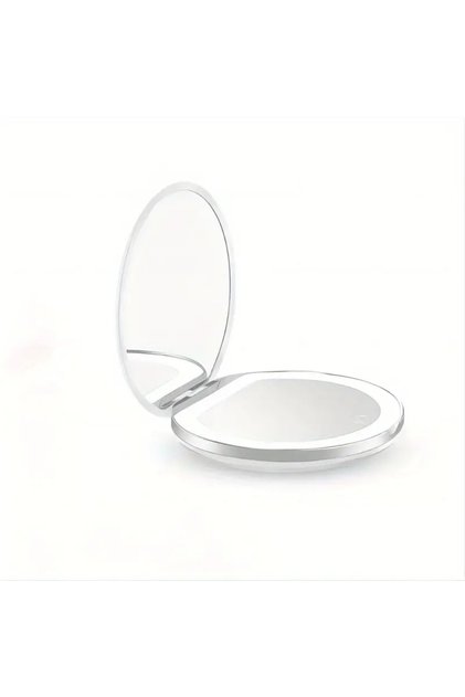 WHITE Compact Mirror with Light, 1X/3X Magnification LED Pocket Mirror with USB Data Cable, Pink Min