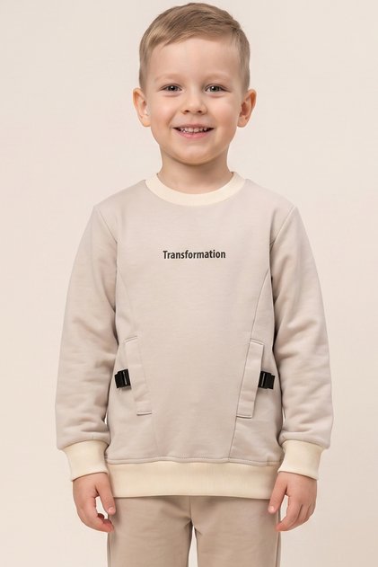 Boy's Sweatshirt Printed Long Sleeve 2 Yarn Combed Cotton Fabric 100% Cotton