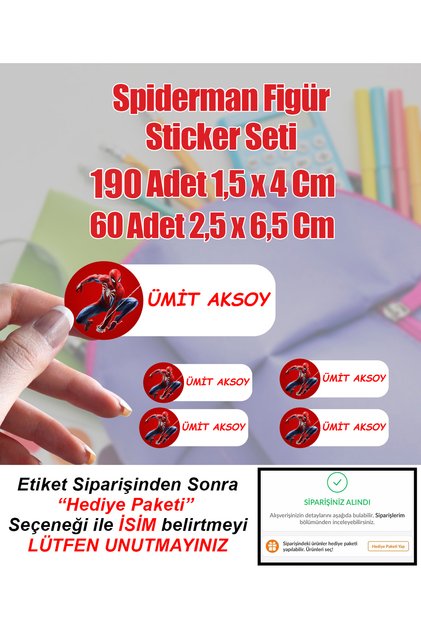 Okul Etiketi Kırtasiye Defter Kalem Kalem Kutu Kişiye Özel Isim Yazılı