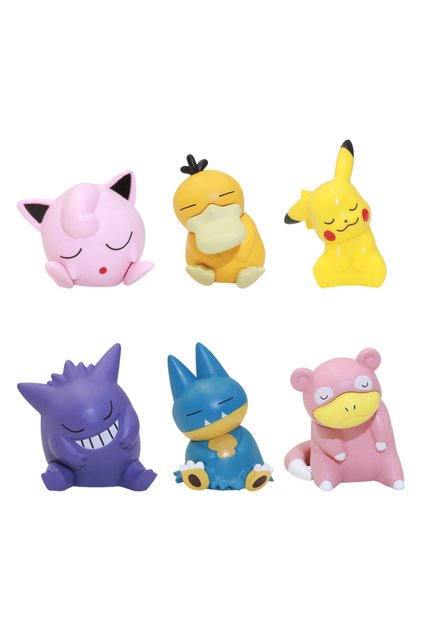 6 pcs 6pcs/set Pokemon Pikachu Anime Toys Dolls Psyduck Gengar Jigglypuff Gonbe Slowpoke Slee