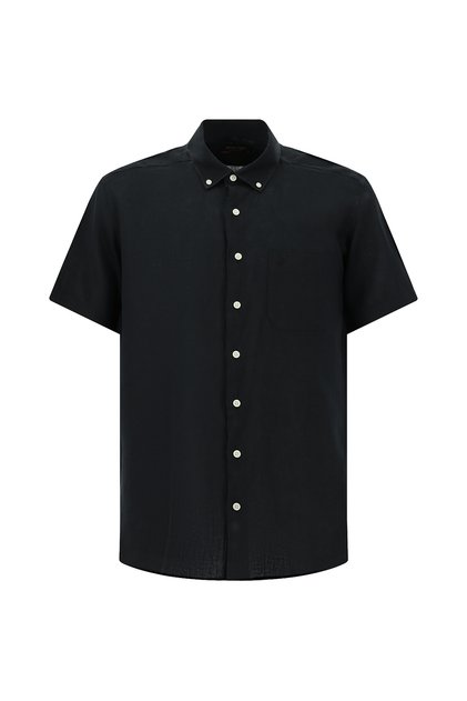 Short Sleeve Regular Fit Button Collar Linen Shirt
