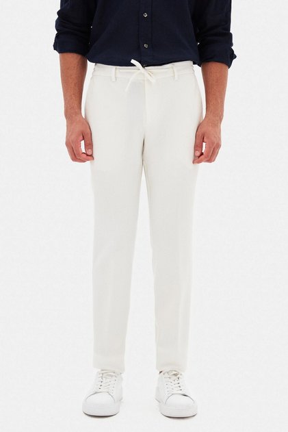 Ds Damat Slim Fit White Gofre Jogger Pants