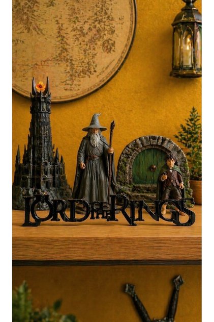 LOTR Yüzüklerin Efendisi Temalı Dekoratif Yazı | Kitaplık Dekoru | Koleksiyonluk Orta Dünya Objesi