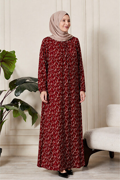 Ferace Women's Plus Size Hijab Dress Floral Patterned Long Sleeve  Comfortable Fit Casual Stylish Dress- Trendyol
