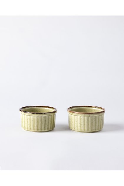 Kleby 2-Piece Natural Soufflé Bowl - Green - 10 cm