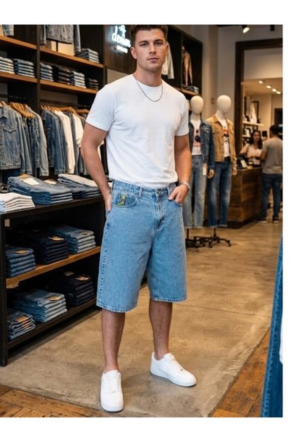 Kopya - Men's Cargo Pocket Jeans Capri Baggy Loose Bermuda Shorts