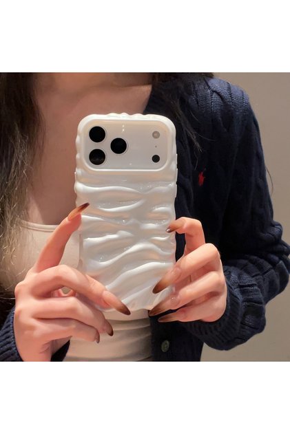 iPhone 14 Plus (6.7 Inch) Compatible Wavy Wrinkled Detailed 3D Surface Bright Colored Summer Lux Case