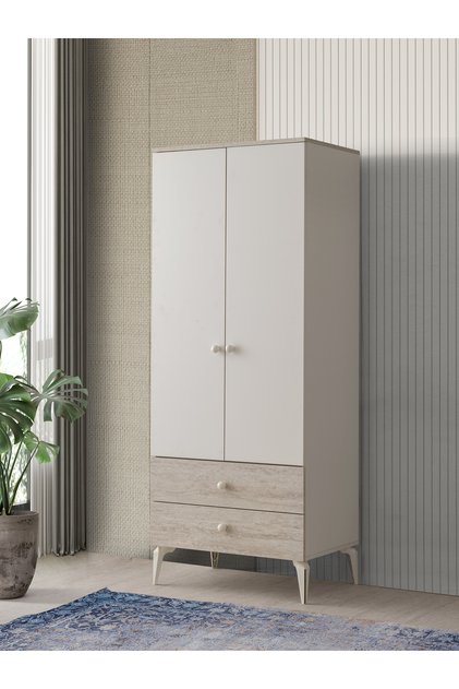 Petra 2 Kapaklı Aynalı Elbise Dolabı Gardrop 80x55x200