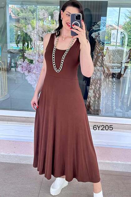 Zero Sleeve Viscose Dress 6Y205