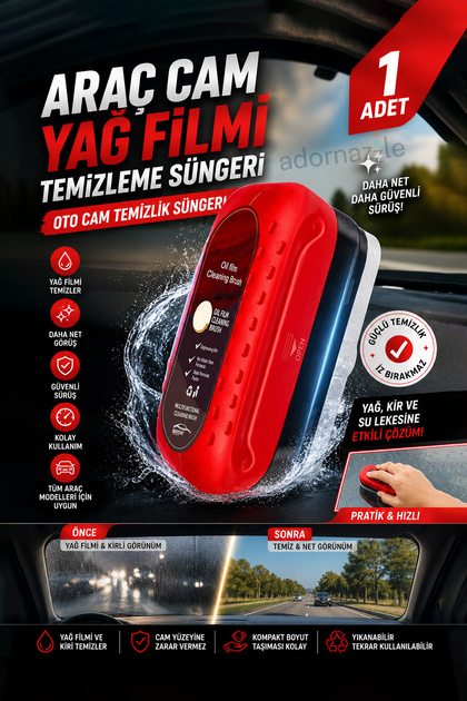 Araç Cam Yağ Filmi Temizleme Süngeri, Oto Cam Temizlik Süngeri, Kir Giderici