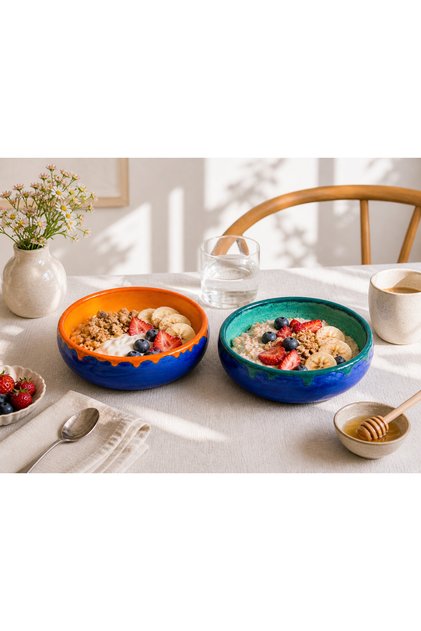 El Yapımı Seramik Güneş Ay Bowl Kase