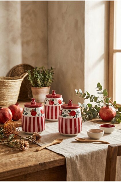 ACAR Nuances 3 Parça Porselen Kavanoz Seti - 14 cm - Fiyatı, Yorumları