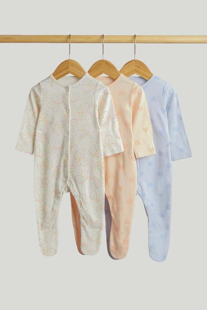 3 Pack Butterfly Sleepsuits