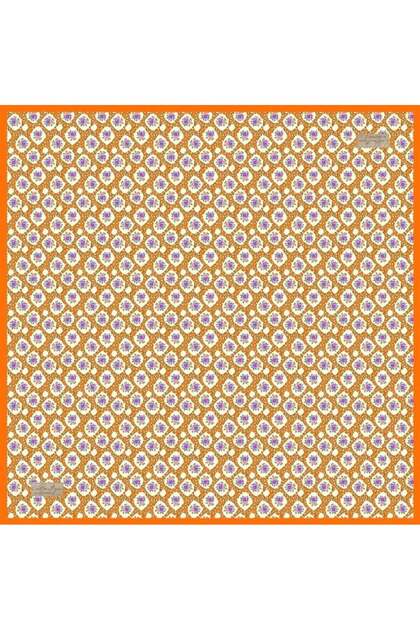 Tivil Silk Scarf Orange Flower Pattern 2427 - 05
