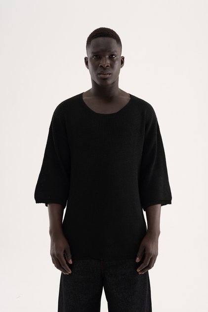 Tricou tricotat pentru bărbați, negru