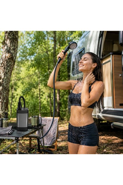 Dus portabil electric de calatorie idealSTORE, Baterie incorporata, Incarcare prin USB, Autonomie 6000mAh, Pana la 120 de minute de functionare