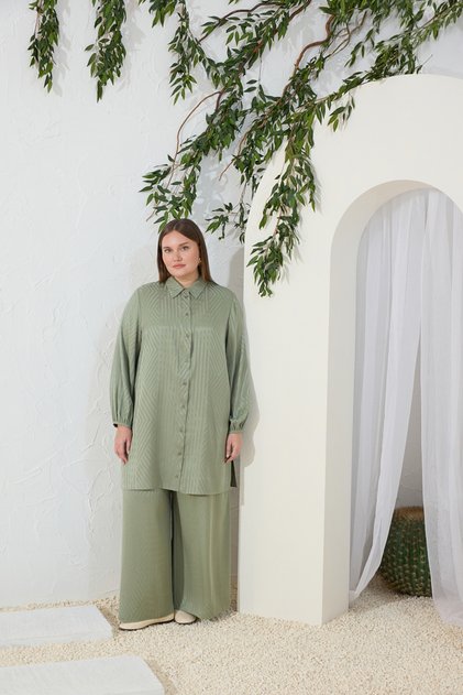 Mildew Green Jacquard Tunic