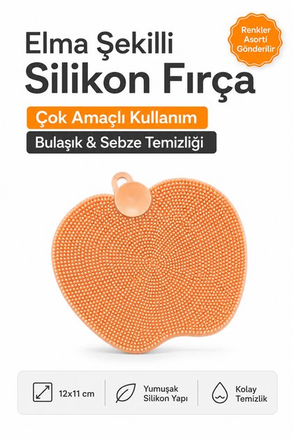 Apple Shaped Multi-Purpose Silicone Dish and Vegetable Washing Brush Mixed Color | Cleaning Equipment