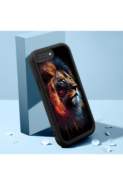 iPhone 7 Plus/8 Plus Uyumlu Yüksek Kalite Aslan Desenli Kılıf, Tam Koruma Darbeye Dayanıklı