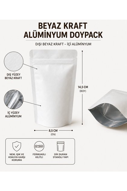 BEYAZ KRAFT ALÜMİNYUM KİLİTLİ - 8,5*14,5 - 50 GR - 100 ADET