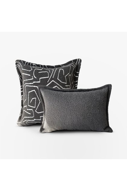 "Metric & Grey" Textured Patterned Throw Pillow Cover Set