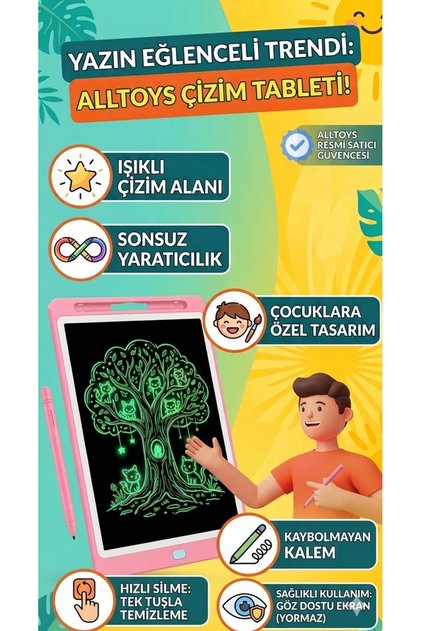 8.5 Inch Lcd Drawing Tablet - Digital Writing Board - Neon Green Drawing Effect - Educational and Creative Graphics Tablet