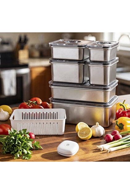 Aryıldız Vacuum & Fresh Çelik 14 Parça Saklama Kabı Seti - Fiyatı