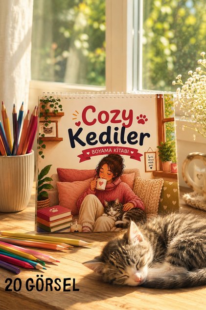 Cozy Cats Coloring Book–Relaxing and Adorable Cat-Themed Coloring Book (20 Images)/21X21 cm