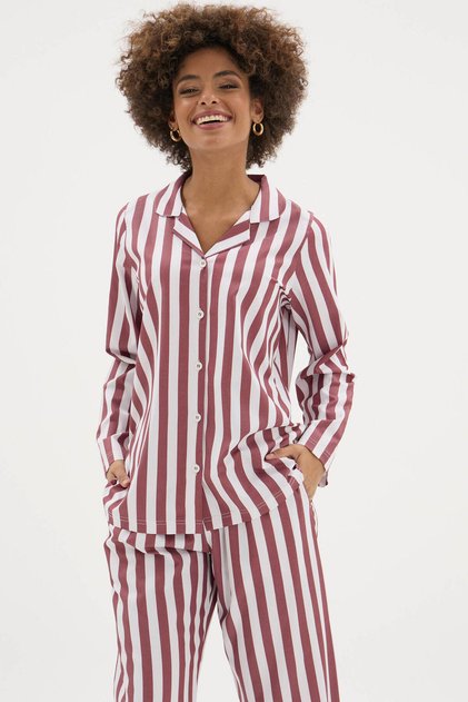 New Top Quality Women's Apaj Collar Women's Gaffur Patterned Pajama Set