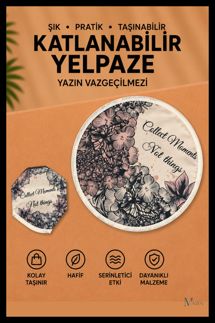 MAZEN Nazar Mandala Desen Katlanabilir Yuvarlak Yazlık Taşınabilir