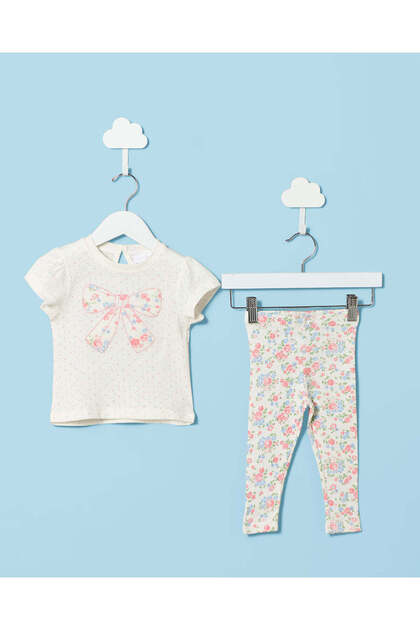 Infant Girls White And Pink Print Pyjama Set