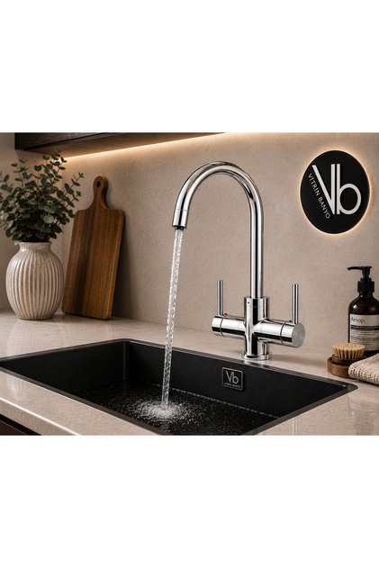 Premium Chrome Purified Water Sink Faucet – Dual Outlet Luxury Kitchen Faucet – Filtered Water Compatible