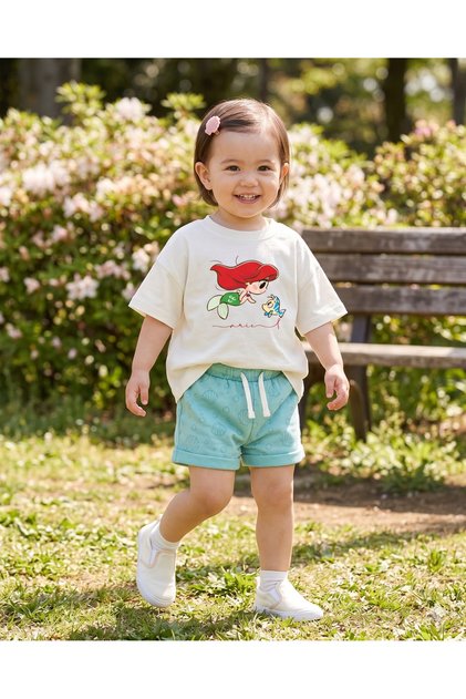 Girl's Ariel Mermaid Printed Oversize T-Shirt Cotton Crew Neck Relaxed Fit T-Shirt