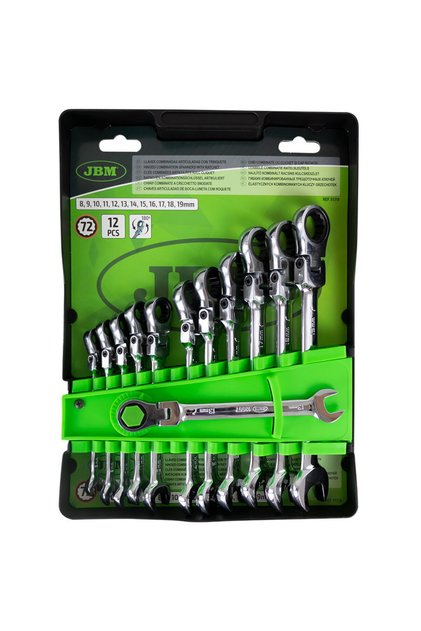 SET 12 CHEI COMBINATE CU CLICHET SI CAP ROTAT 8,9,10,11,12,13,14,15,16,17,18,19 mm, cap articulat de