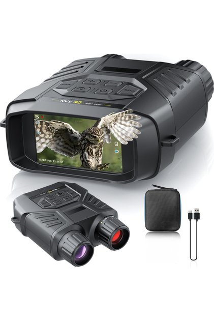 Binoclu digital cu vedere nocturnă 4K, 36MP, IR 300m, Zoom 6X, Ecran de 3 inch, Video și Foto, Autonomie a bateriei 12h, USB-C, Husă, Negru