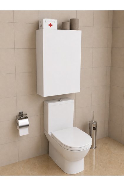 Banyo Dolabı Kapaklı WC Üstü Depolama Çok Amaçlı Dolap Düzenleyici Dolap